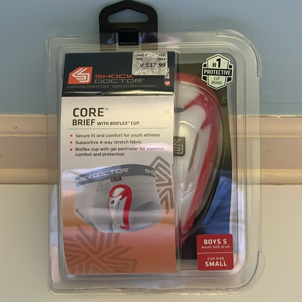 Brand NEW sealed Shock Doctor core brief with athletic cup boys Small